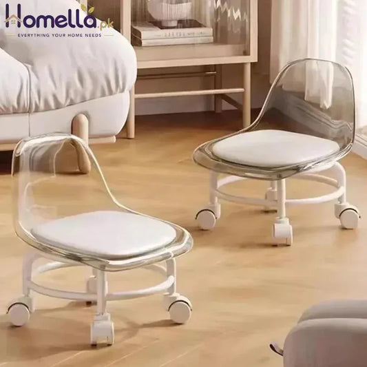 Transparent Heavy Duty Moveable Chair With Wheels