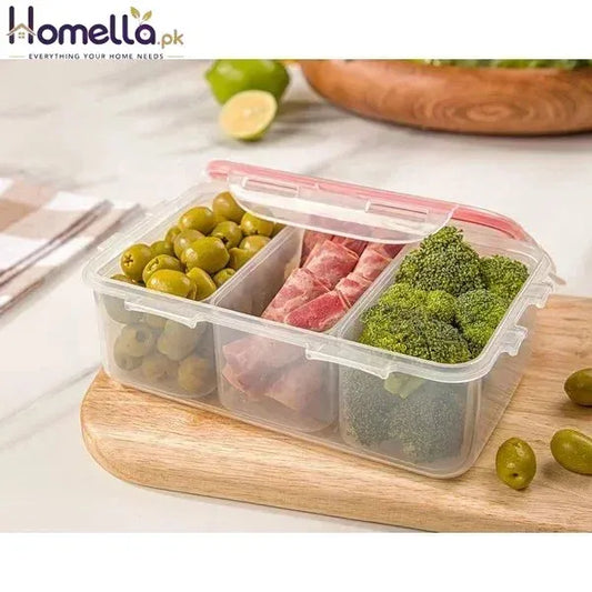 Plastic food Container 3 Section Box
