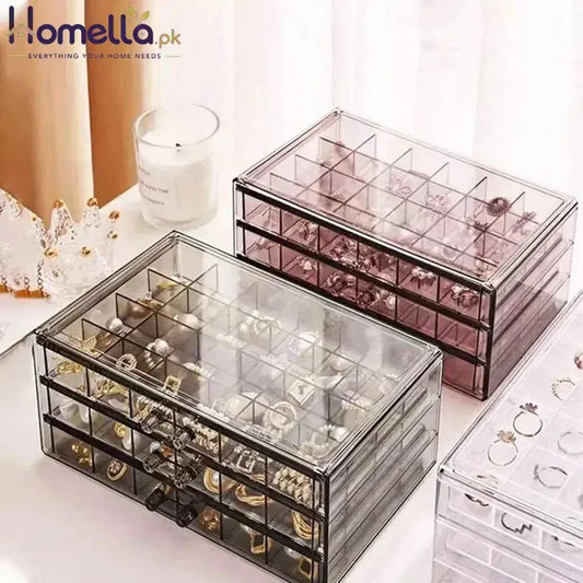 Clear Acrylic Jewelry Organizer – Multi-Layer Storage for Necklaces, Rings & More