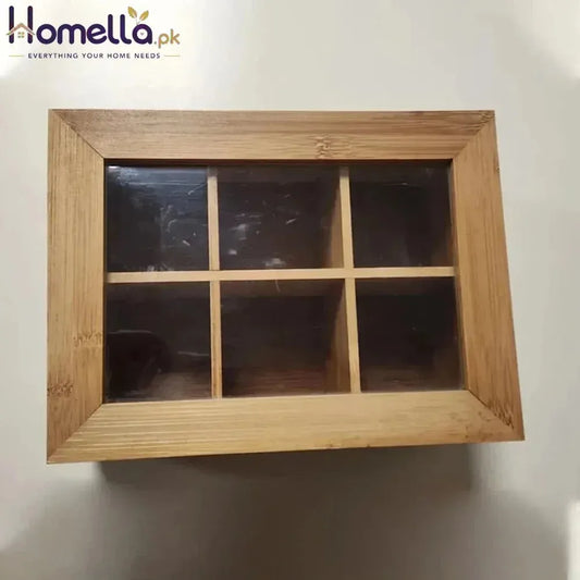 Glass‑Lid Bamboo Tea Box – 6‑Compartment & 8‑Compartment
