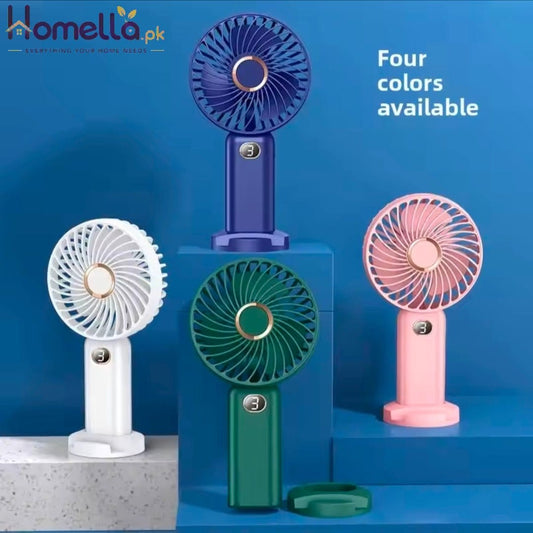 Portable Handheld USB Powered Digital Display Outdoor Charging Small Electric Fan Compact Size Lightweight Plastic Material