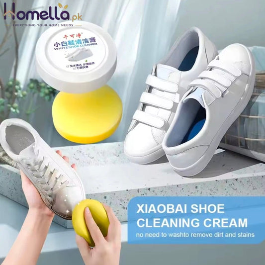 White Shoes Cleaning Cream 120g Stains Remover Whitening Formula Waterless Cleanser for Sneakers Leather Shoes with Wipe Sponge