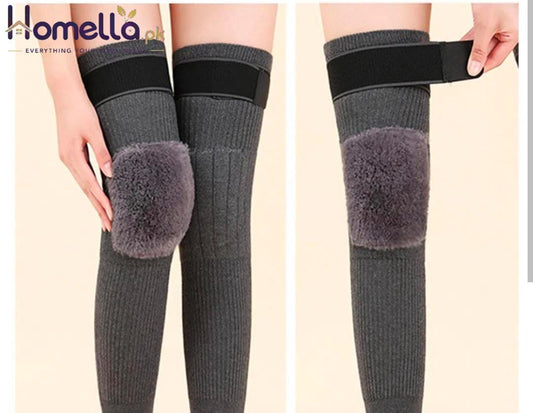 1 Pair Thermal Knee Sleeve Non-Slip Elastic Wool Cashmere Knee Brace Support Protector Knee Warmer Pads Legging Stockings Wraps