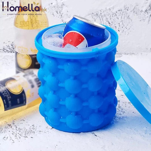 Silicone Ice Cube Maker – Portable Ice Ball Bucket with Lid