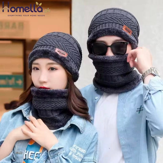 Men Warm Winter Knitted Beanie Hat Thick Knitted Hat Outdoor Riding Hat Warm Thickening Velvet Neck Protect Cap Motorcycle Mask