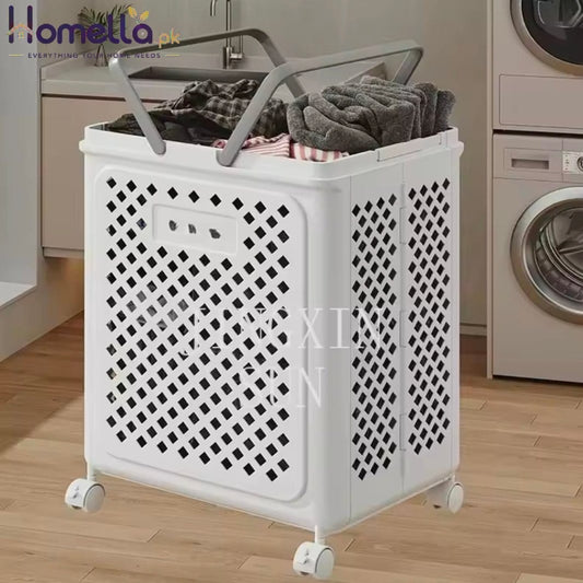 Household New Products Multifunctional Foldable Laundry Basket Toys Clothes Plastic Storage Basket with Wheel Handles