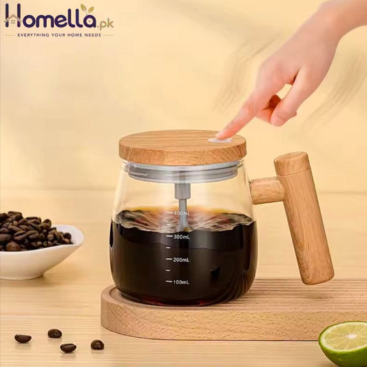 Automatic Electric Coffee Stirring Cup Maple Wood Pattern Shake Cup High Aesthetic Value Breakfast Cup Home Living Goods