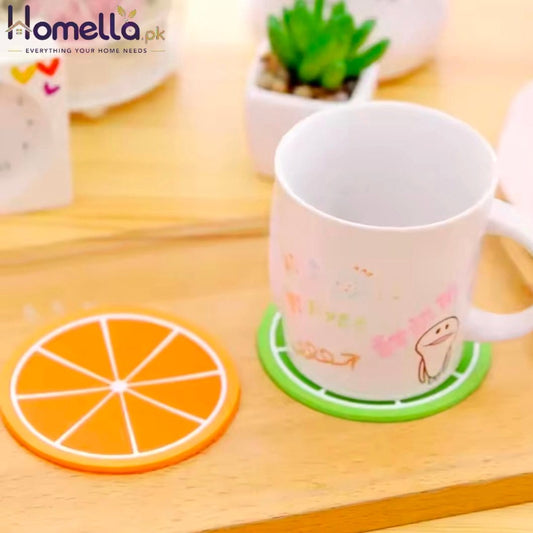 Creative Fruit Soft Rubber Round Coasters Pvc Non-slip Heat Insulation Coaster Anti-scald Table Mat Cup Mats Kitchen Things