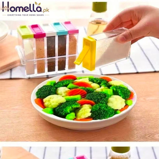 6Pcs/Set Spice Jar Seasoning Box Kitchen Spice Storage Bottle Jar Transparent PP Salt Pepper Cumin Powder Box Kitchen Tool