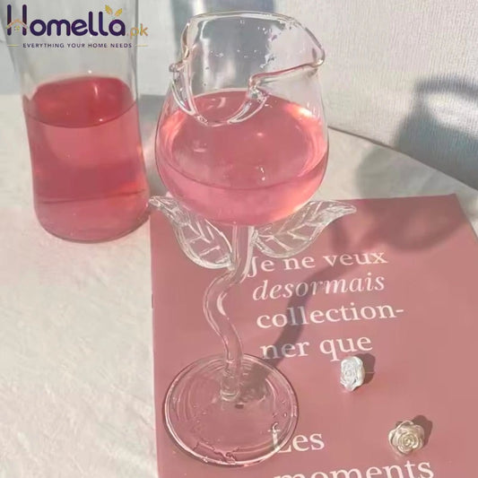 Rose-Shaped Red Wine Glasses Rose Shape Wine Glass With Colored Rose Leaves 150/400ml Rose Shaped Red Wine Goblet Cocktail Cup