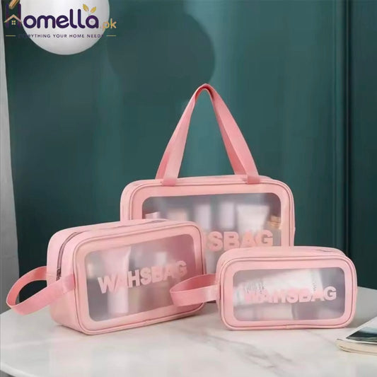 Portable Makeup Bag Large Capacity Make Up Brushes Lipstick Powder Travel Cosmetics Storage Toiletry Bag Waterproof Transparent