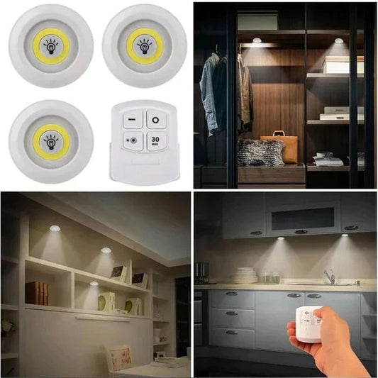 Remote Control Mini Light LED Under Cabinet Light Wireless Remote Control Dimmable Wardrobe Home Bedroom Kitchen Closet Light