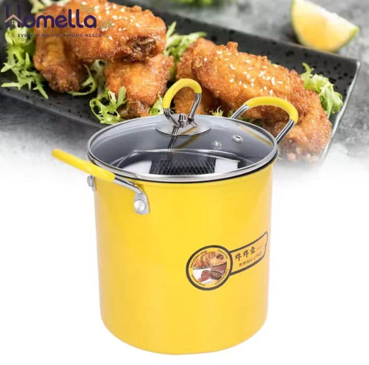 3L Mini Fryer Pot Stainless Steel Japanese Frying Pot With Oil Filter Rack Lip for Home Kitchen Fryer Pot Frying Pan