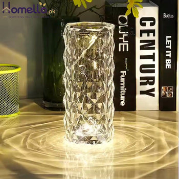 Crystal Diamond Table Lamp Rechargeable Acrylic Bedroom Bedside Ambiance Lamp Rose Decorative Lamp Touch Creative Night Lights