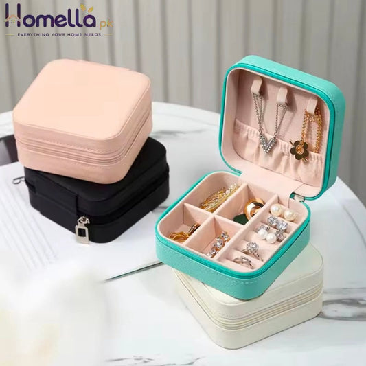 Portable Mini Jewelry Storage Box Travel Organizer Jewelry Case Leather Storage Earrings Necklace Ring Jewelry Organizer Display