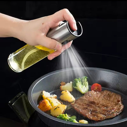 1pc 100ML Olive Oil Sprayerl, Stainless Steel Spray Bottle Spray, Kitchen Cooking Oil Spray, Glass Oil Can