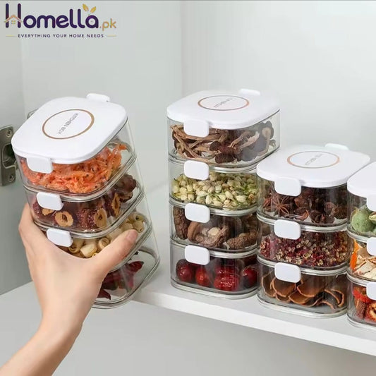 Stackable Airtight Spice Containers with Lid PET Material BPA-Free Storage Jar for Kitchen Removable Seasoning Boxes for Spices