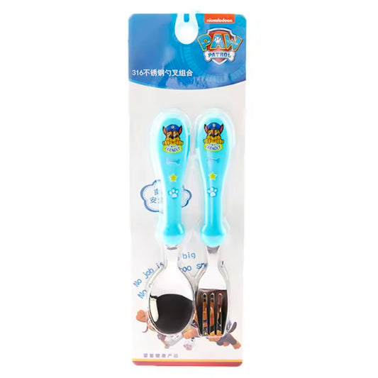 OPP Bag Genuine PAW Patrol 2pcs Cartoon Kids Spoon Fork Set Dessert CHASE SKYE Baby Gadgets Feed Kid Children's Cutlery Toy Doll