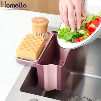 Kitchen Sink Retractable Drain Basket Suction Cup Hanging Storage Rack Kitchen Waste Pool Dry and Wet Separation Trash Organizer