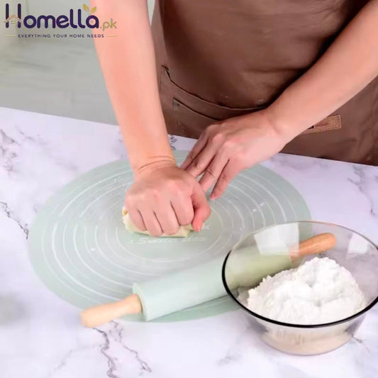 Silicone Dough Mat And Non-stick Rolling Pins Set Kneading Pad Anti-Slip Pastry Boards For Pizza Pastry Bread Baking Tools