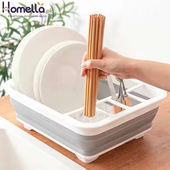 Foldable Drying Rack Drainer Dinnerware Basket Organizer Collapsible Kitchen Storage Counter Silicone Sink Dish Drying Rack