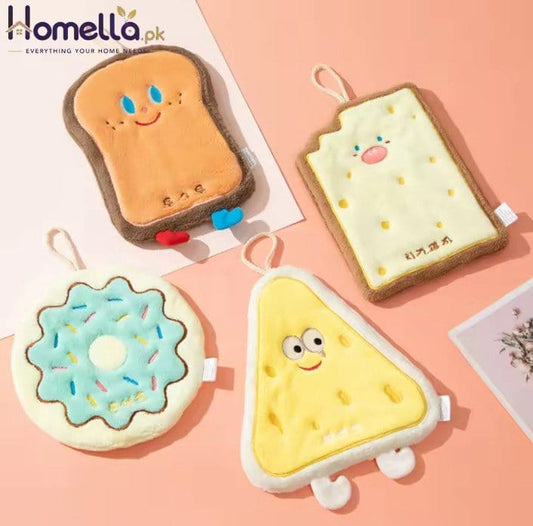 1PC Cute Cartoon Hanging Towel For Wiping Hands Absorbent Soft Towel With Hanging Loop For Bathroom Supplies