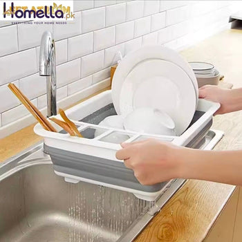 Foldable Drying Rack Drainer Dinnerware Basket Organizer Collapsible Kitchen Storage Counter Silicone Sink Dish Drying Rack