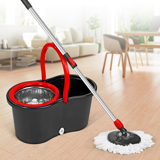 Rotating Spinning Mop 360 With Steel Bucket & Wheel - 2 Microfiber Refills Inc