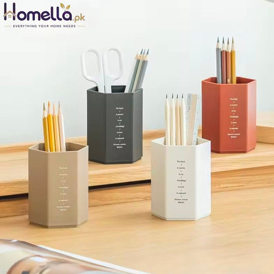 Creative Hexagonal Design Pen Holder Large Capacity Pen Pencil Pot Brush Storage Container Box Plastic Stationery Desk Organizer