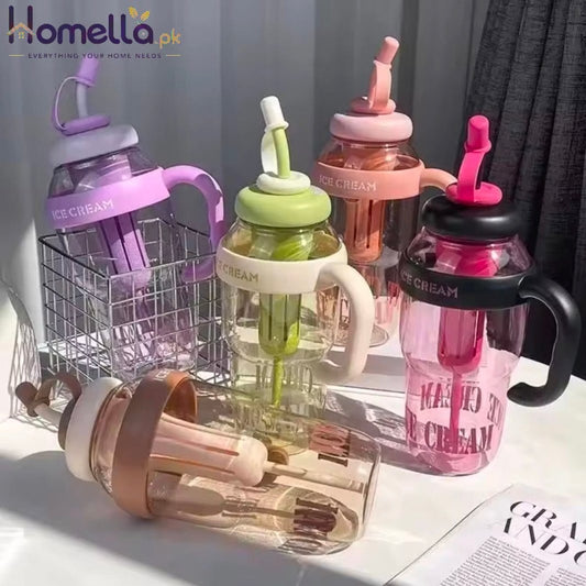 Large Capacity Straw Water Bottle for Girls Student Summer Tea Water Separation Portable High Aesthetic Value Tea Water Bottle