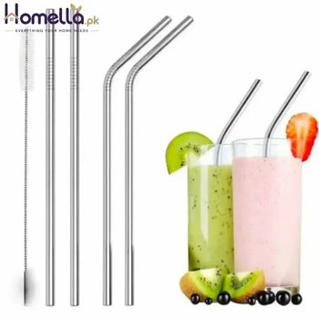 Stainless Steel Metal Drinking Straw Reusable Straws - 4 Pcs Set