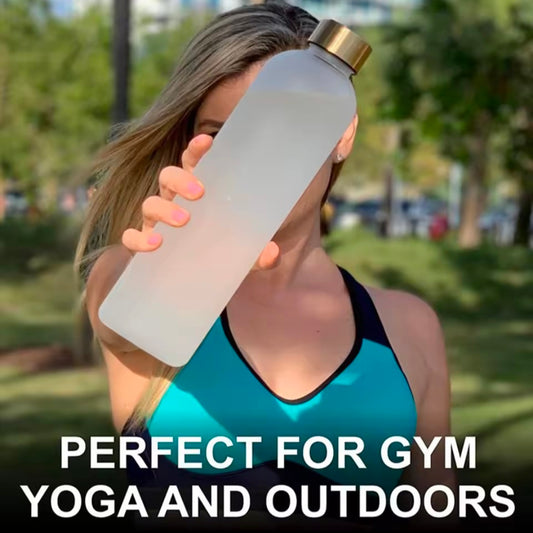 Matte Water Bottle 1000ml Plastic Water Cup With Lid Frosted Drinking Bottle for Glass With Time Market Tea Drinking Kitchen