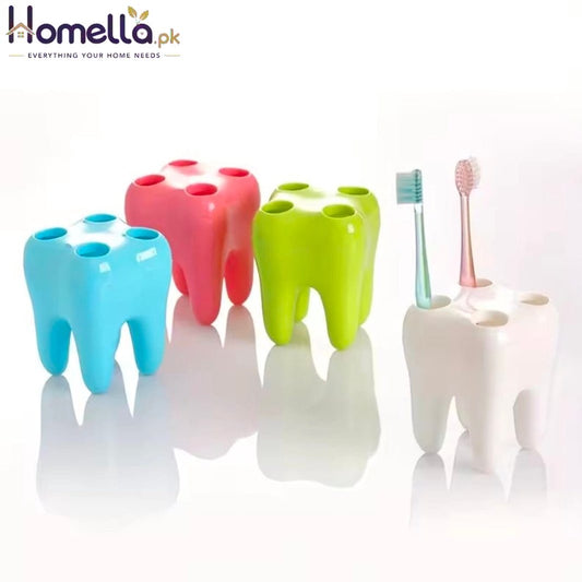 1 Cute Tooth Shaped Multifunctional Plastic Toothbrush Holder Multifunctional Bathroom Manager