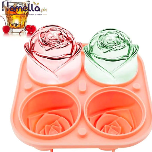3D Rose Ice Molds, Flower Shape Ice, Silicone Rubber Fun Ice Ball Molds Maker for Juice Whiskey Chilling Cocktails, Ice Cube Trays