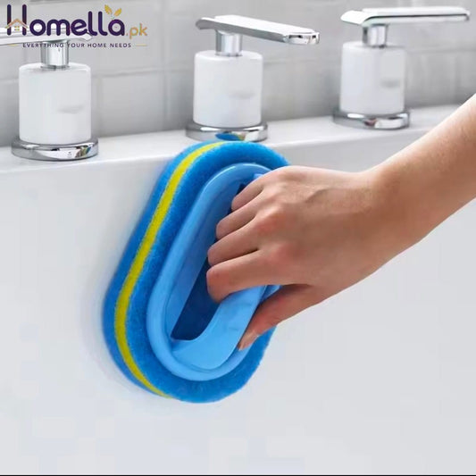 Scrub Brush With Handle Multi Surface Sponge Cleaner for Bathtub Tile kitchen Bathroom Heavy Duty Cleaning Tool