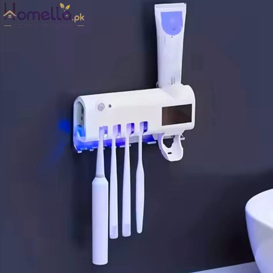 Toothbrush Holder Wall Mounted Solar UV Light Ultraviolet Toothbrush Sterilizer Automatic Toothpaste Holders Bathroom Accessory
