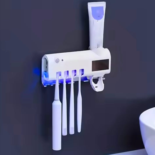 Toothbrush Holder Wall Mounted Solar UV Light Ultraviolet Toothbrush Sterilizer Automatic Toothpaste Holders Bathroom Accessory