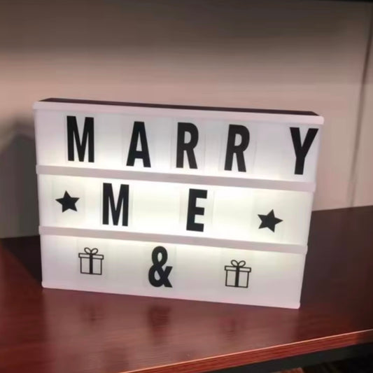 Cinema Light Box With Letters DIY Warm Light Up Letter Box With 96 Lettering Sticker For Room Decoration