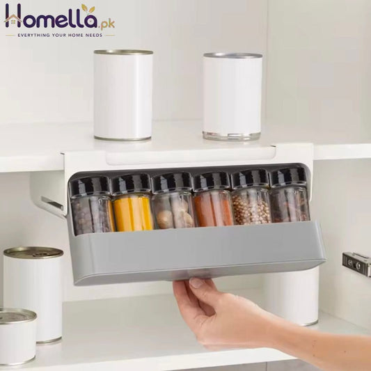 Under Desk Drawer Hidden Seasoning Bottle Organizer Rack Self-adhesive Spice Bottle Storage Rack Kitchen Supplies Storage