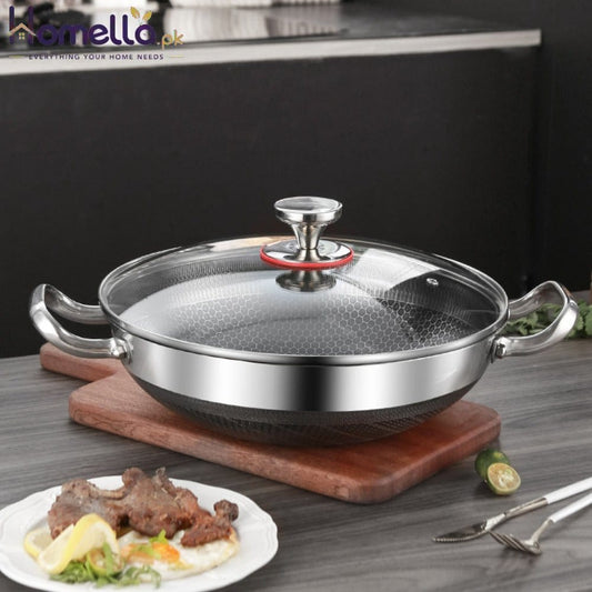304 Stainless Steel Non-Stick Frying Pan – 28cm Honeycomb Wok