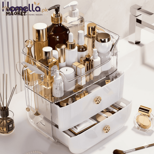 High-End Rotating Makeup Organizer with Mirror for Brushes & Lipsticks