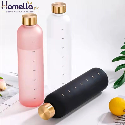 Matte Water Bottle 1000ml Plastic Water Cup With Lid Frosted Drinking Bottle for Glass With Time Market Tea Drinking Kitchen