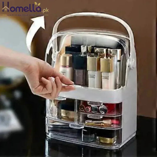 Premium Large-Capacity Makeup Organizer With Lid-Dustproof Desktop Cosmetic Storage Drawer for Skincare & Beauty Products