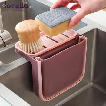 Kitchen Sink Retractable Drain Basket Suction Cup Hanging Storage Rack Kitchen Waste Pool Dry and Wet Separation Trash Organizer