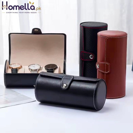 Watch Bag 3 Slots Luxury Ortable Vintage PU Leather Roll Watch Storage Box Travel Wristwatch Jewelry Gift Storage Display Case