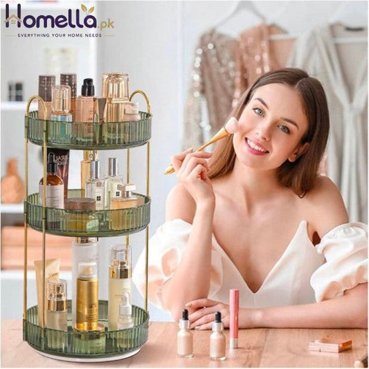 Cosmetic Organizer 360 Degree Rotating Cosmetic Storage Rack Adjustable Cosmetic Storage Display Case Space-Saving Home Storage