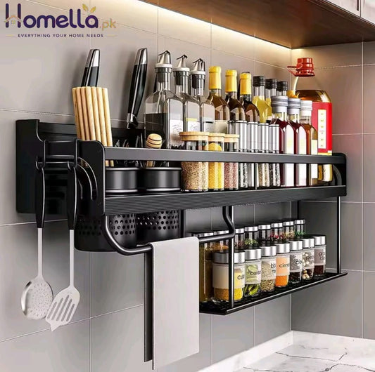 Kitchen Organizer Shelf Wall-Mounted Spice Storage Rack Kitchen Knife Holder Wall Seasoning Chopstick Spoon Shovel Storage