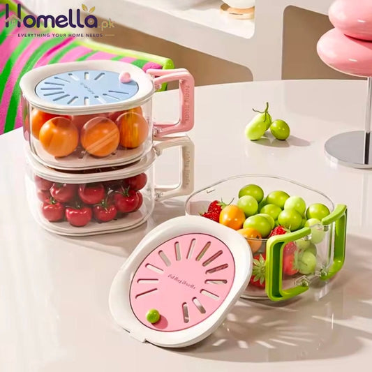 Fruit Basket Water-Draining Basket With Telescopic Water-Filtering Function-Thickened for Dehydrating and Washing Vegetables