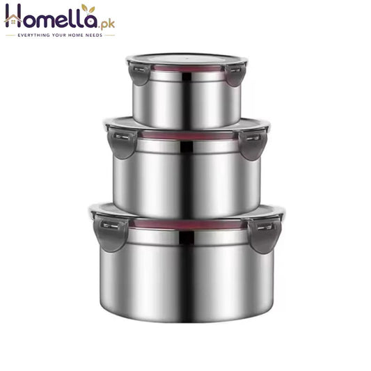 Stainless Steel Sealed Soup Bowl With Lid Circular Lunch Box Portable Camping Storage Box Lunch Box Large Capacity