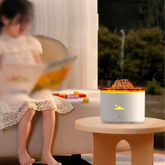 Volcano Fire Flame Air Humidifier Aroma Diffuser Essential Oil Smoke Ring Spray for Home or car Fragrance Mist Maker LED Lamp